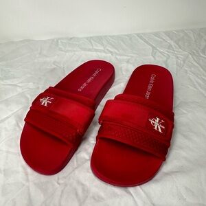 Calvin Klein Red Slide Sandals